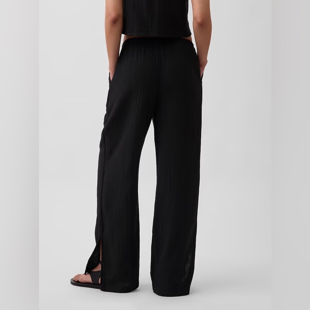 NWT! GAP Black Cotton Gauze Easy Split-Hem Pants - Multiple🩷 877642 - Picture 4 of 8
